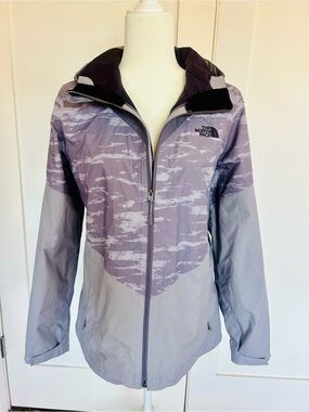 The North Face Lavender and Light Gray Hooded Rain Jacket